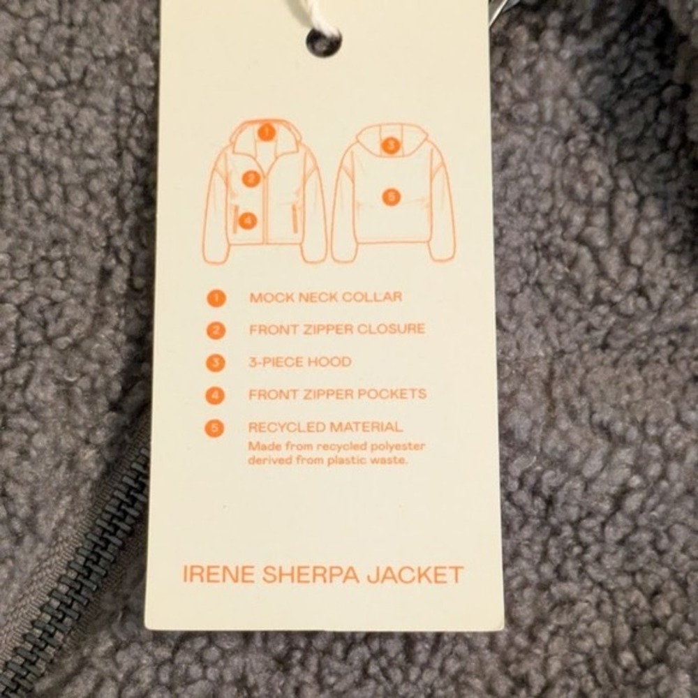 NWT Freely Irene Sherpa Jacket Gray L Women's Gorpcore Outdoor Fleece Hooded Zip - Picture 4 of 8